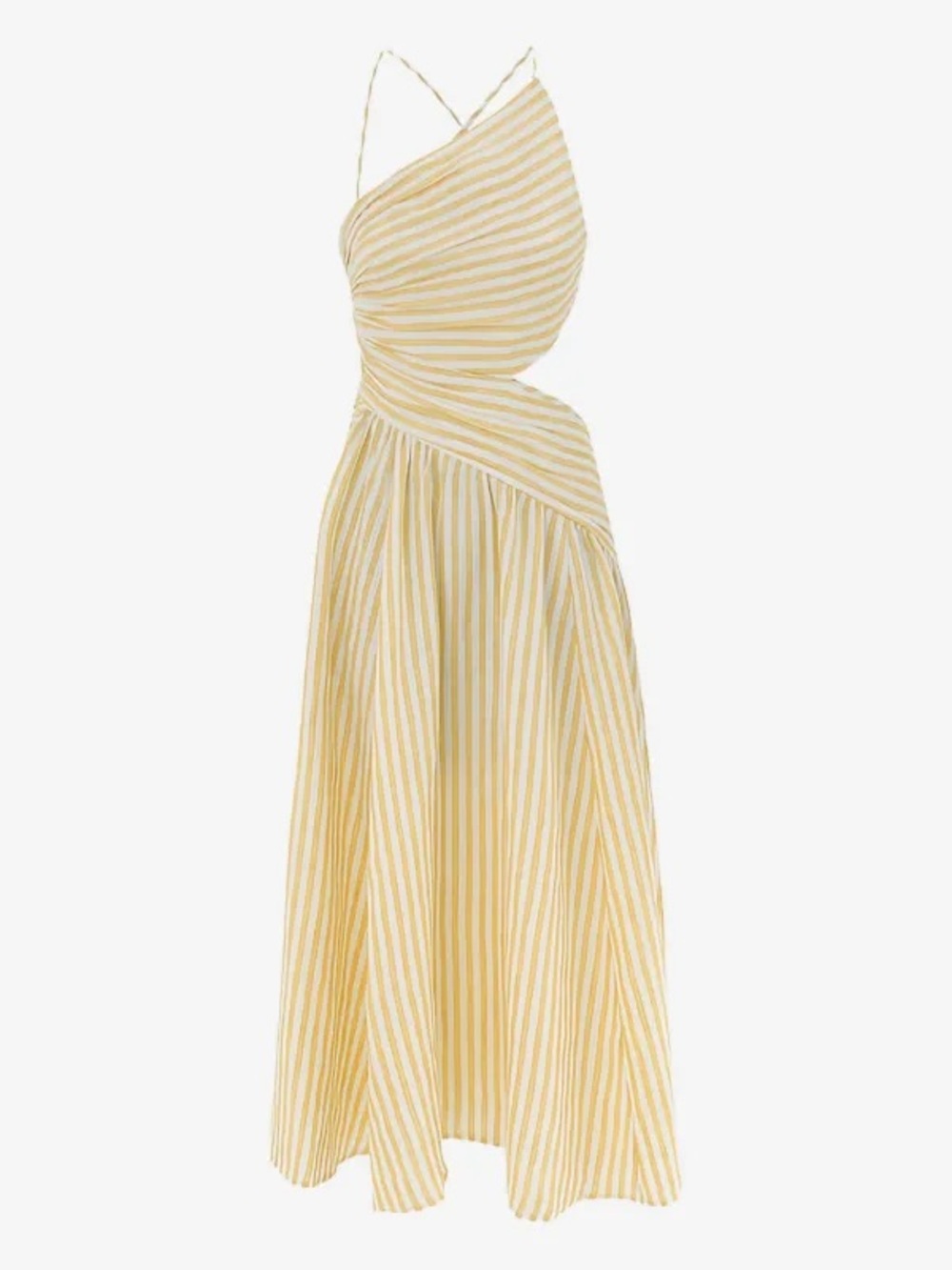Zimmermann Yellow and White Striped Cutout Maxi Dress